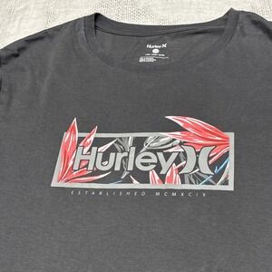 Hurley Mens T Shirt Large Short Sleeve Graphic Gray NWOT
